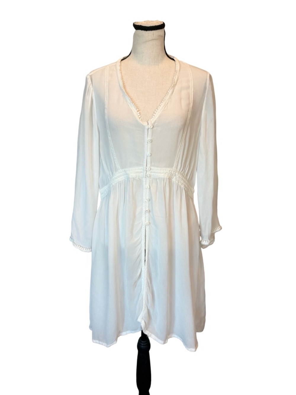 Seraphine White Sheer Boho Swim Cover Up Large Beach Tunic Crochet Trim